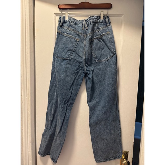 Good American Good 90s Duster Distressed Straight Leg Blue Jeans 8/29 GNDU999T - Picture 2 of 4